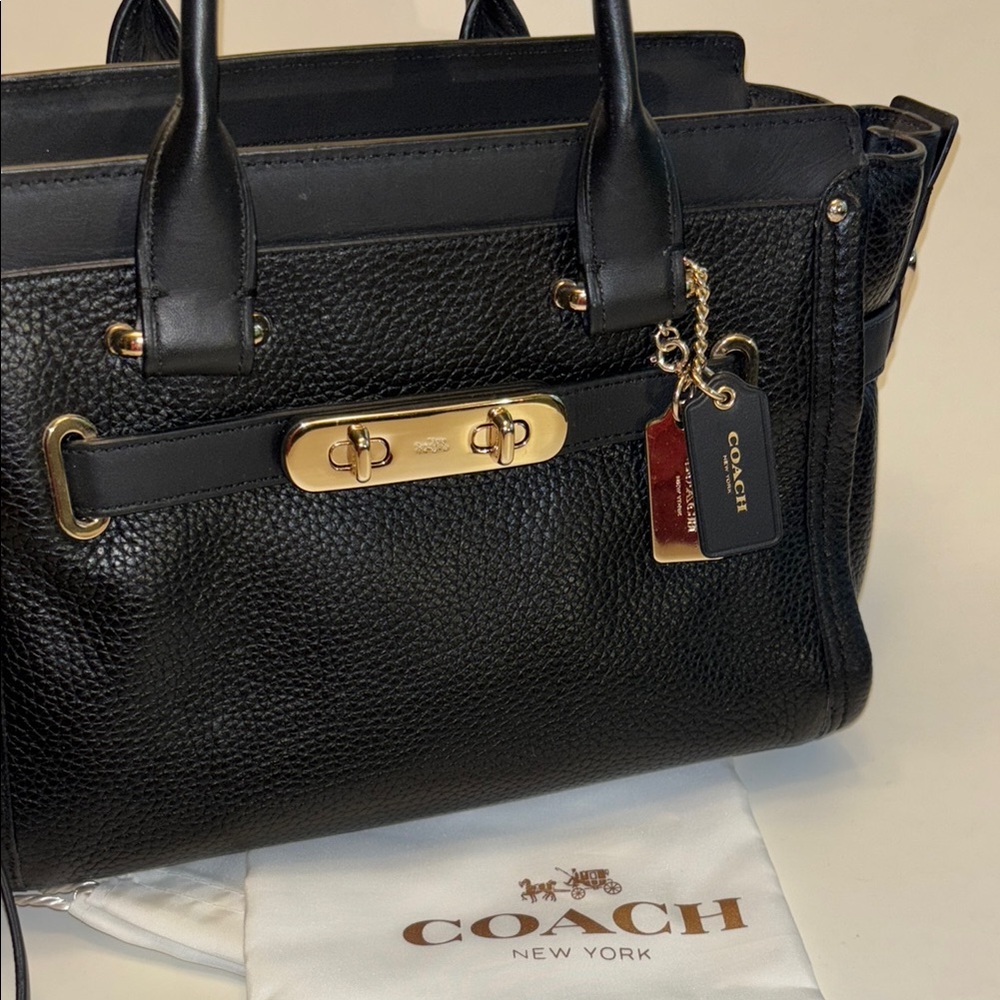 Coach Black Leather Tote Bag